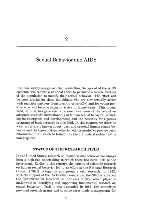2 Sexual Behavior and AIDS AIDS, Sexual Behavior, and Intravenous Drug Use The National Academies Press