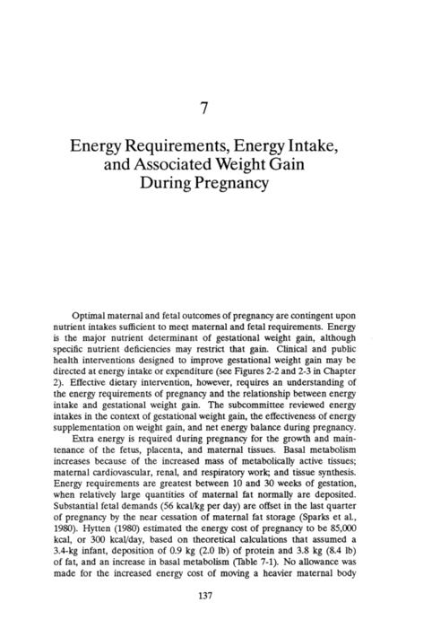 Recommendations for energy intake during pregnancy