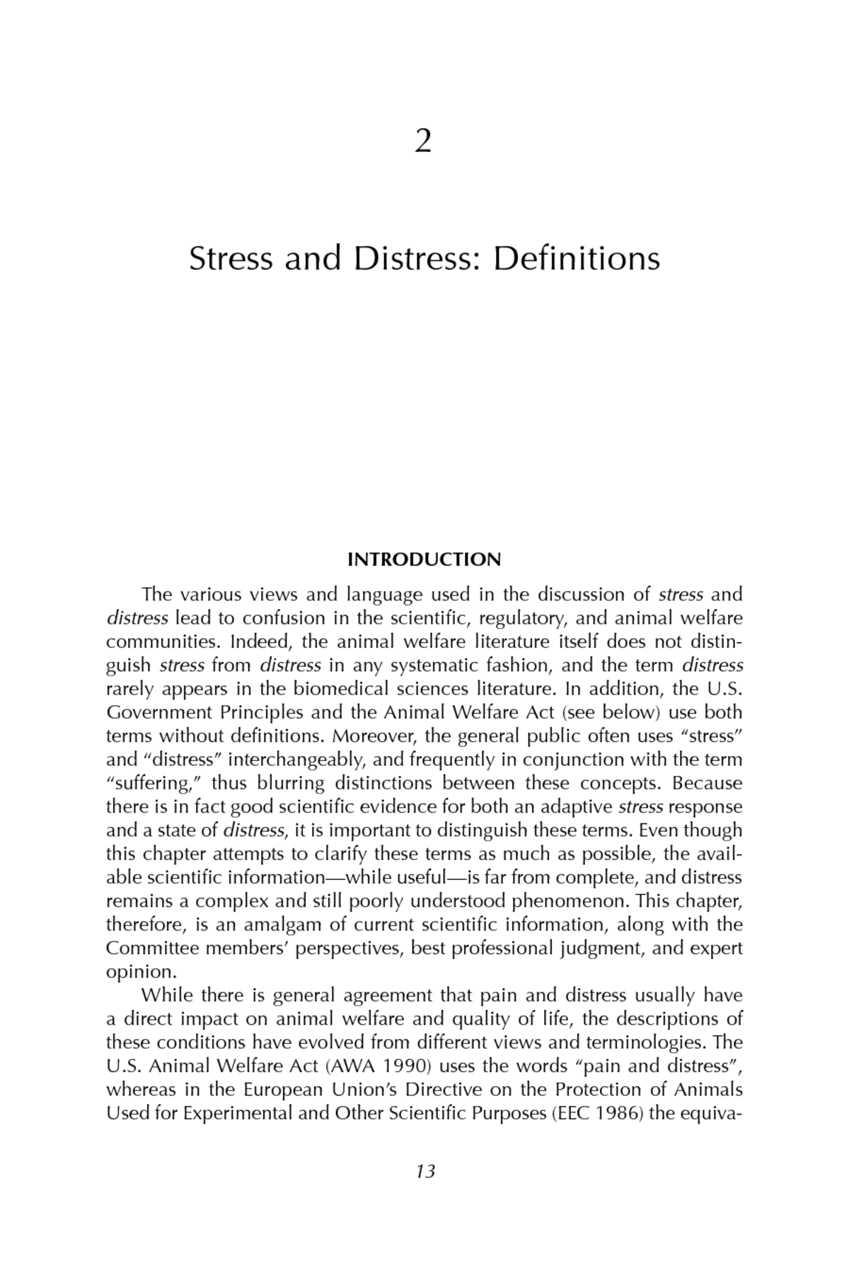 2 Stress and Distress: Definitions | Recognition and Alleviation of  Distress in Laboratory Animals |The National Academies Press