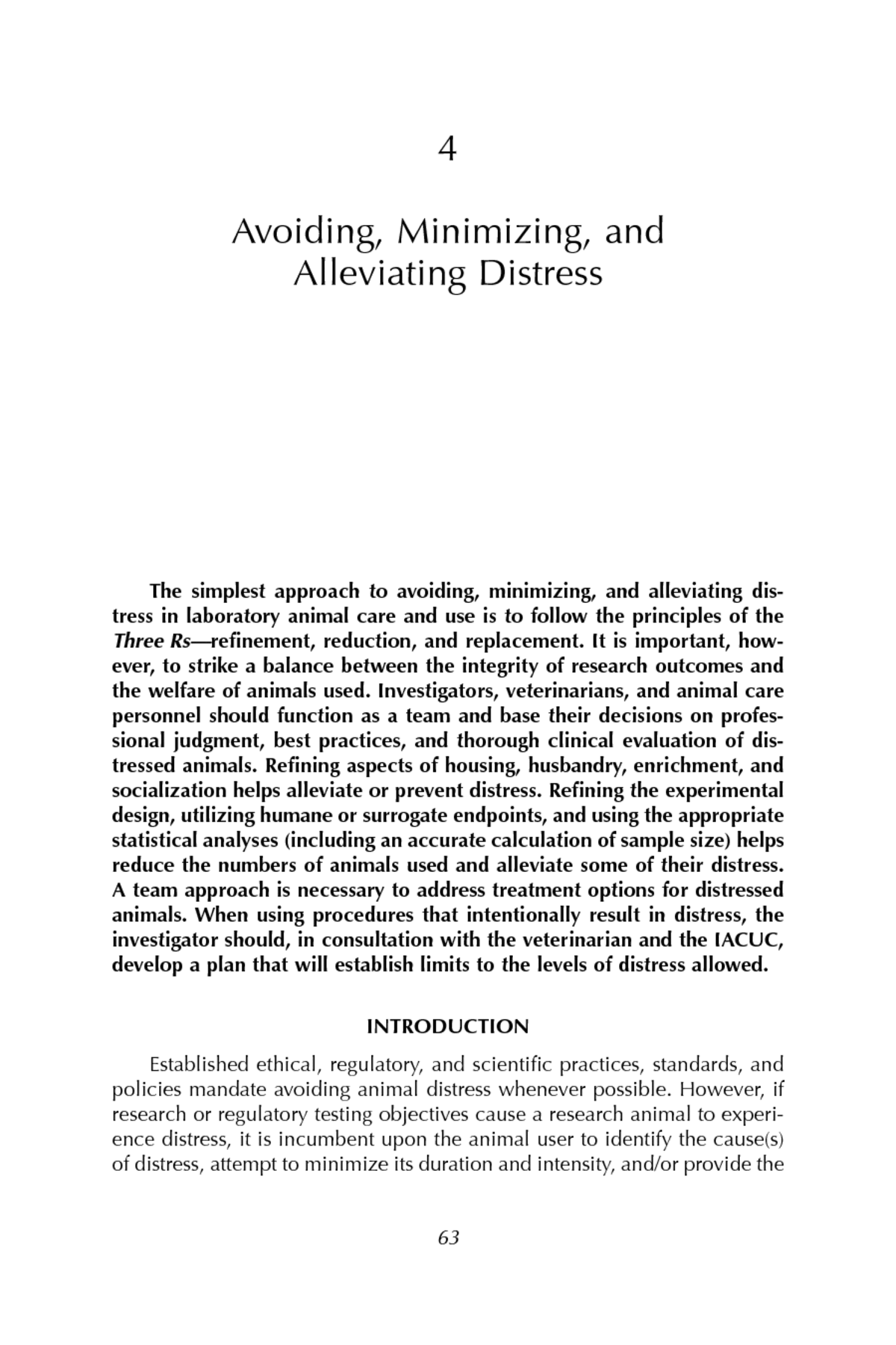 4 Avoiding, Minimizing, and Alleviating Distress | Recognition and  Alleviation of Distress in Laboratory Animals |The National Academies Press