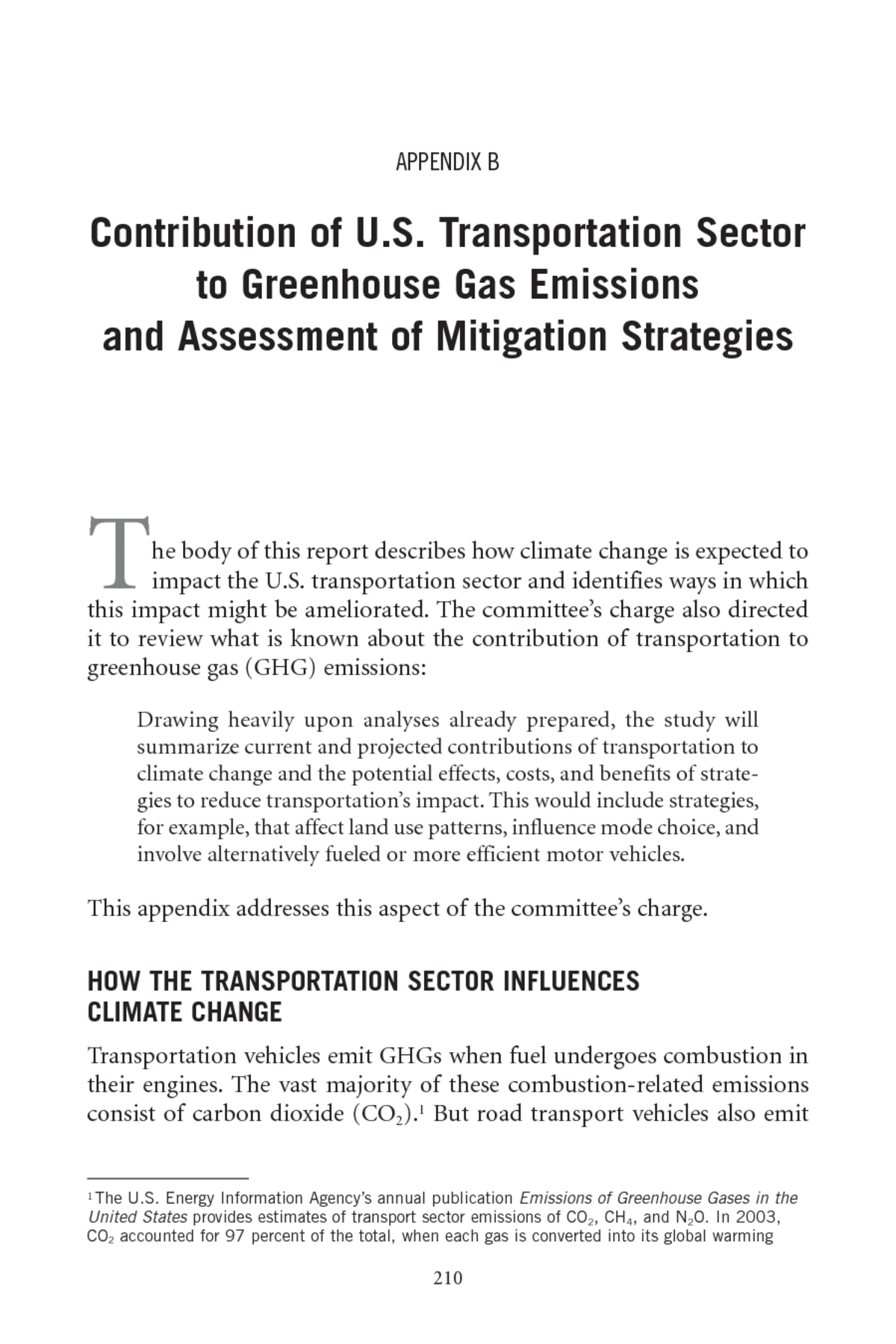 Contribution U.S. Transportation Sectorto Greenhouse Gas Emissionsand Assessment of Mitigation Strategies | Potential Impacts of Change on U.S. Transportation: Special Report 290 |The National Academies