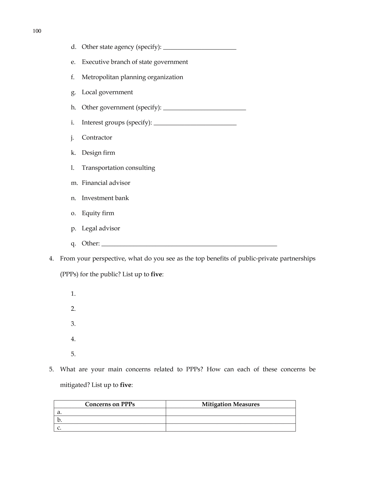 Group Questionnaires