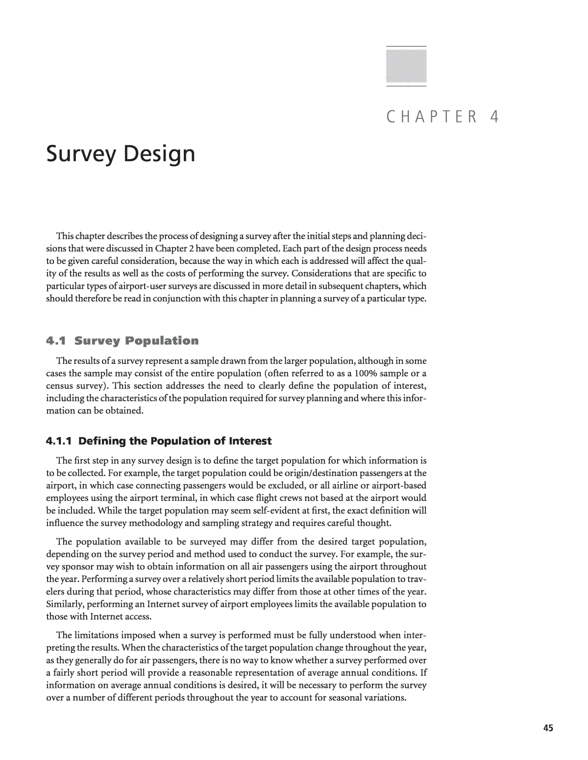 Chapter 4 - Survey Design  Guidebook for Conducting Airport User