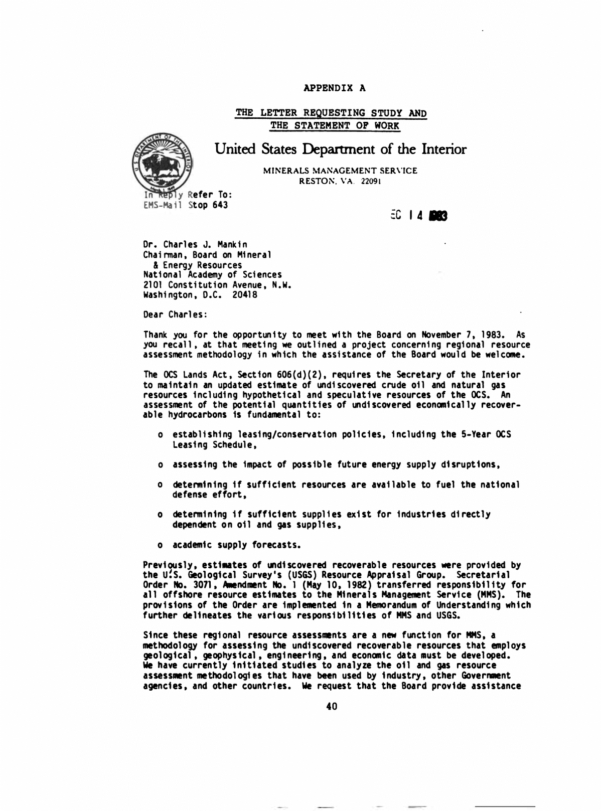 statement of service letter