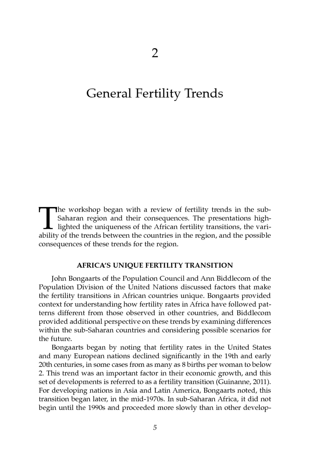 2 General Fertility Trends Recent Fertility Trends In Sub Saharan Africa Workshop Summary 