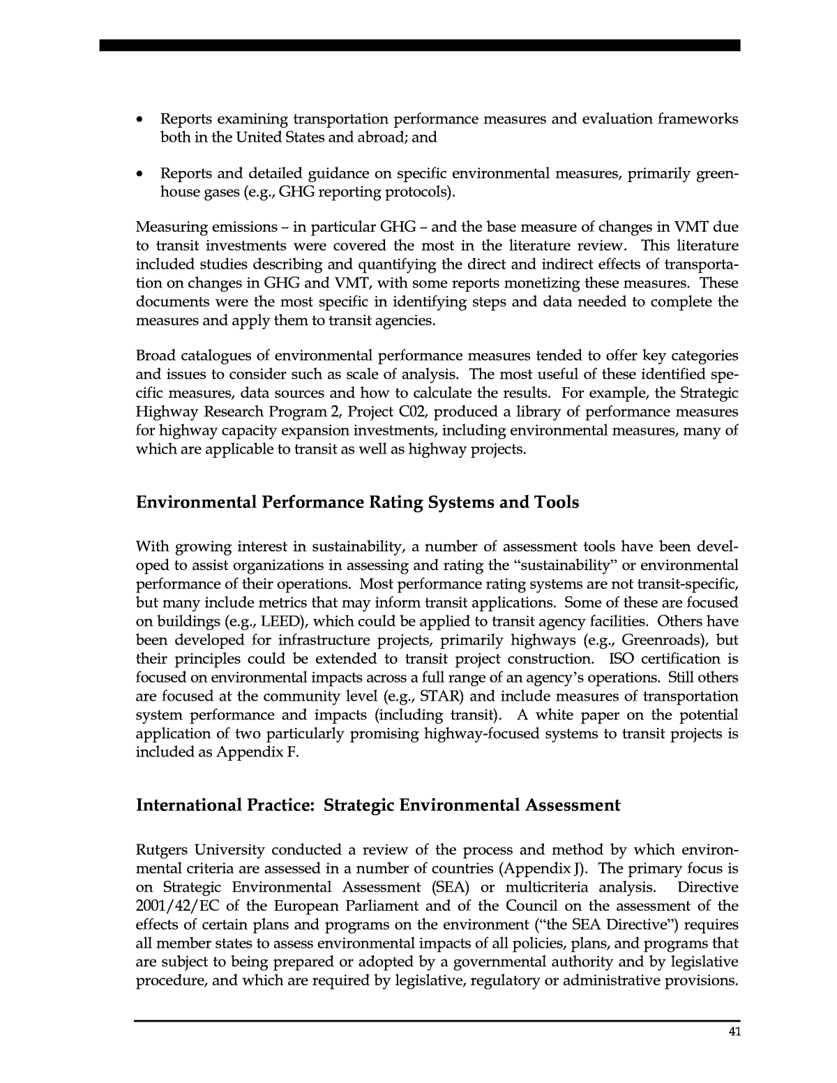  Background Research Findings | Assessing and Comparing Environmental  Performance of Major Transit Investments |The National Academies Press