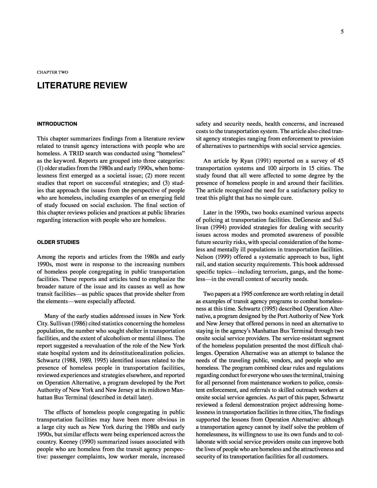 sample literature review on homelessness