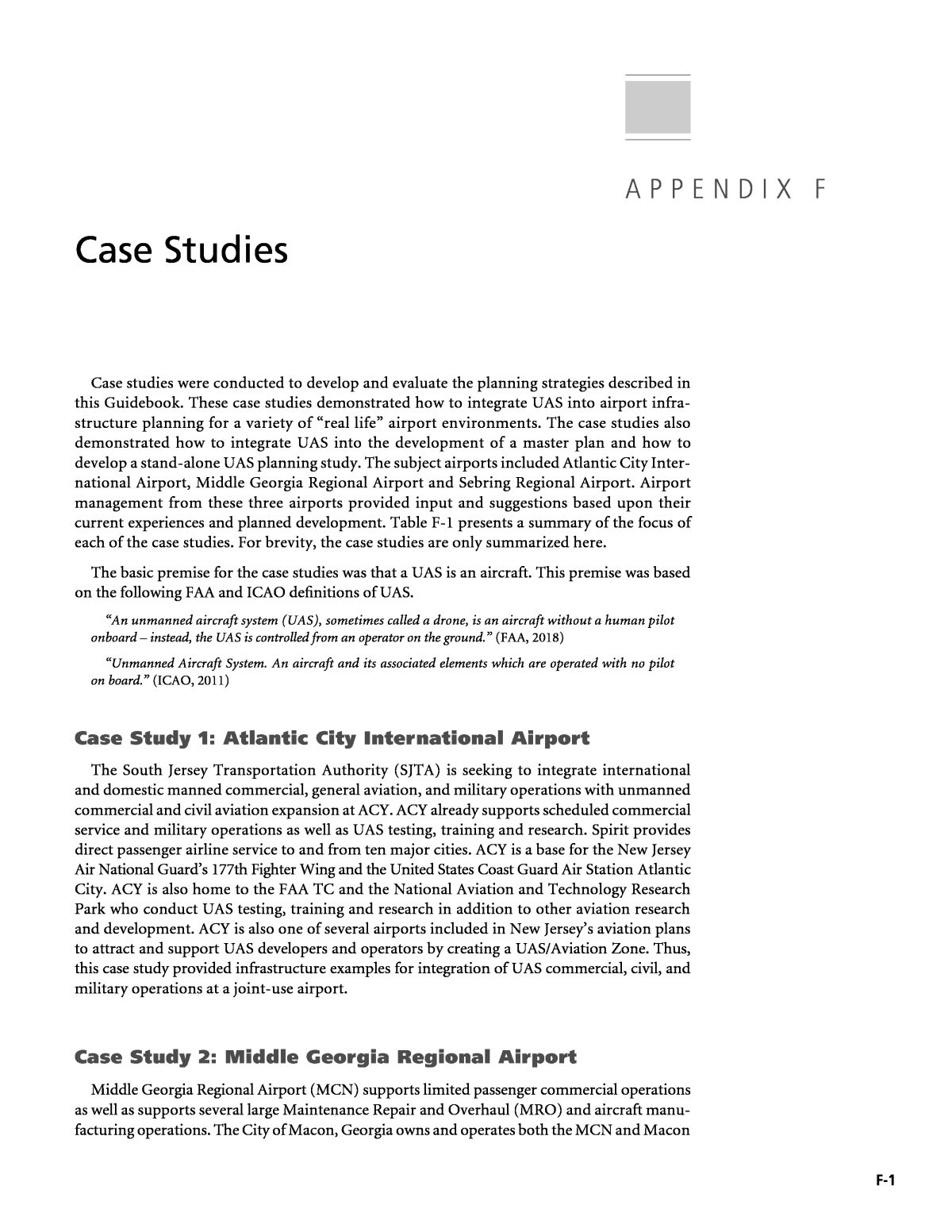 Appendix F - Case Studies | Airports and Unmanned Aircraft Systems