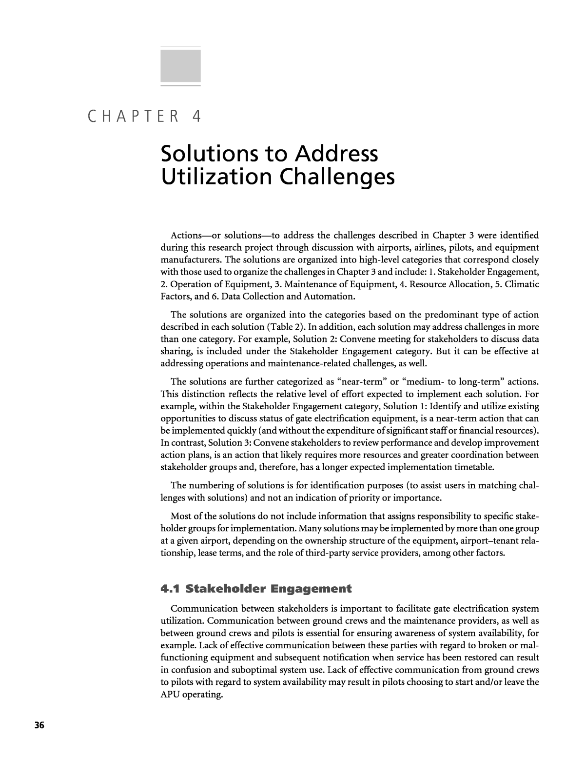 Chapter 4 - Solutions to Address Utilization Challenges, Optimizing the  Use of Electric Preconditioned Air (PCA) and Ground Power Systems for  Airports