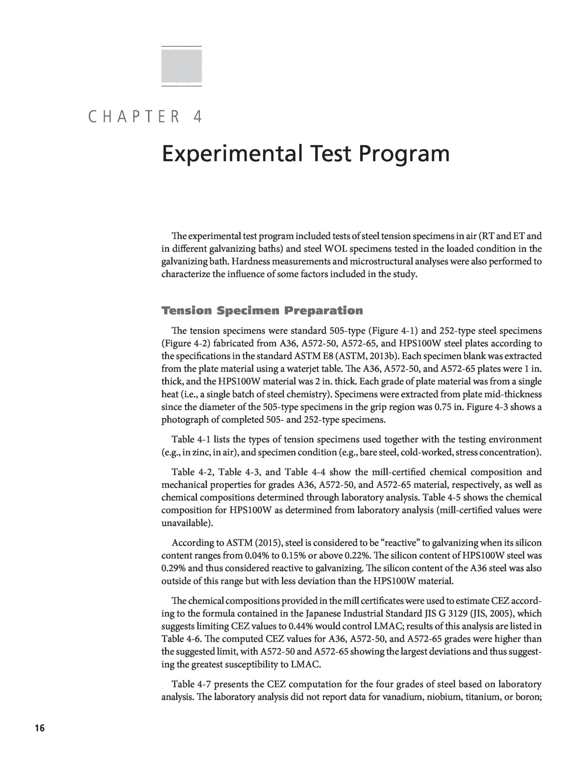 Chapter 4 - Experimental Test Program | Mitigation of Weldment
