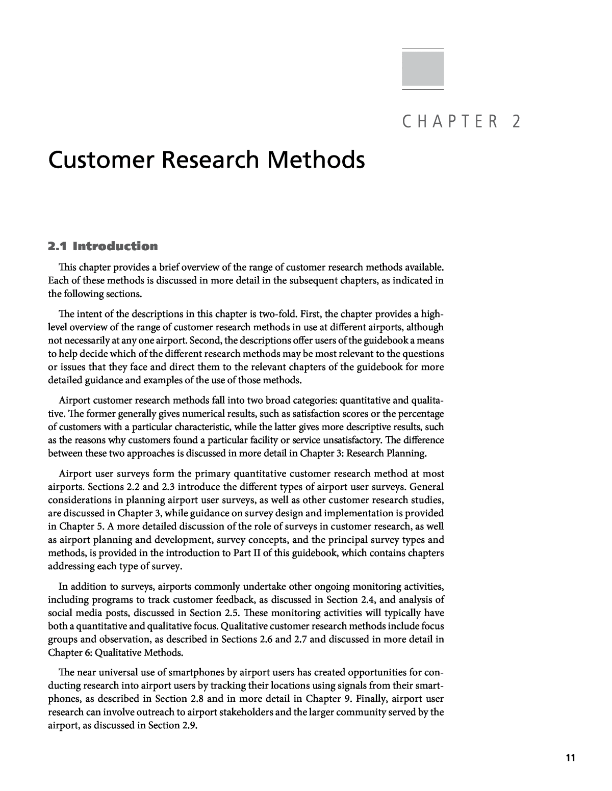 Part I - Conducting Customer Research, Guidebook on Conducting Airport  User Surveys and Other Customer Research