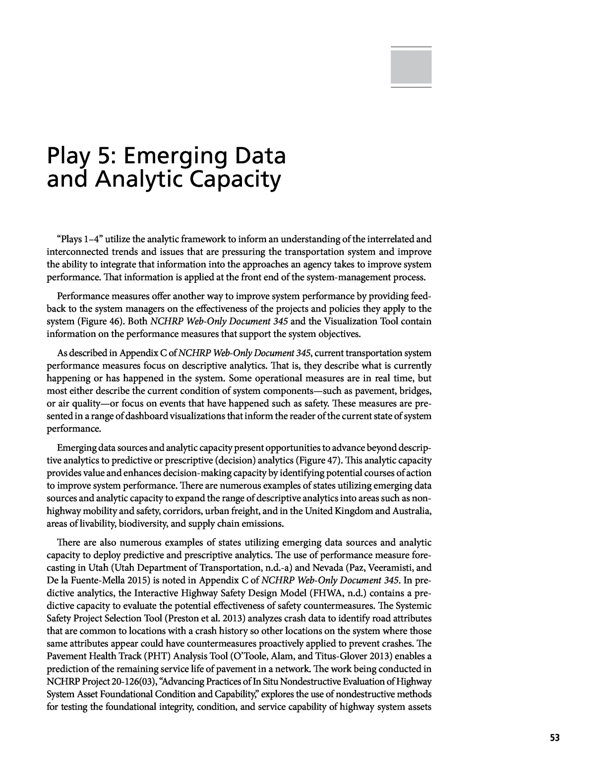 Play 5: Emerging Data and Analytic Capacity