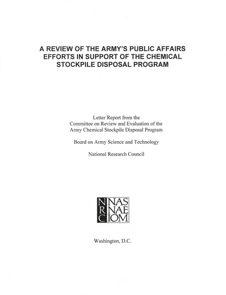 A Review of the Army's Public Affairs Efforts in Support of the Chemical Stockpile Disposal Program