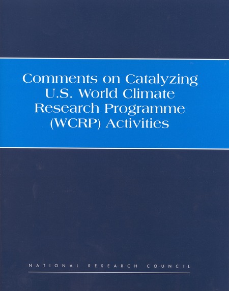 Cover: Comments on Catalyzing U.S. World Climate Research Programme (WCRP) Activities
