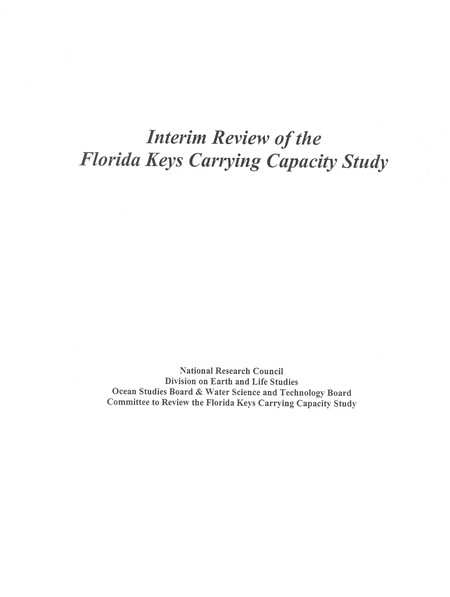 Interim Review of the Florida Keys Carrying Capacity Study