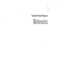 Learning and Understanding: Improving Advanced Study of Mathematics and Science in U.S. High Schools: Report of the Content Panel for Mathematics