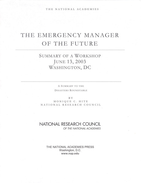 The Emergency Manager of the Future: Summary of a Workshop