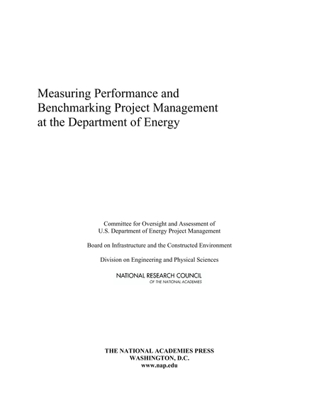 Cover: Measuring Performance and Benchmarking Project Management at the Department of Energy