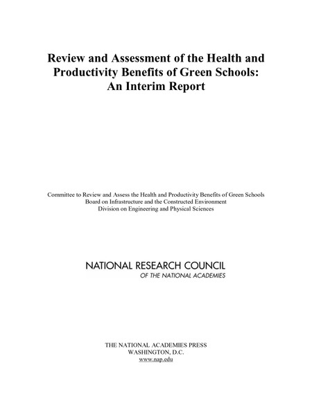 Cover: Review and Assessment of the Health and Productivity Benefits of Green Schools: An Interim Report