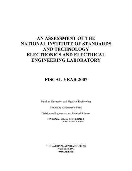 Cover: An Assessment of the National Institute of Standards and Technology Electronics and Electrical Engineering Laboratory: Fiscal Year 2007