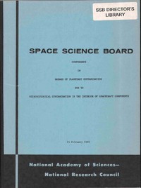 Cover Image: Conference on Hazard of Planetary Contamination Due to Microbiological Contamination in the Interior of Spacecraft Components