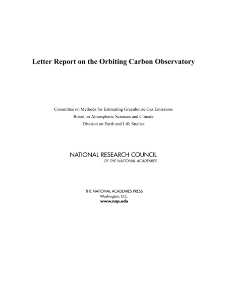 Cover: Letter Report on the Orbiting Carbon Observatory