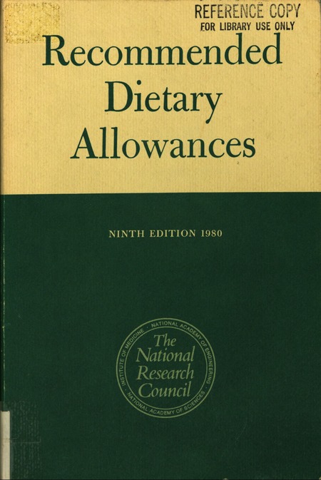 Cover: Recommended Dietary Allowances