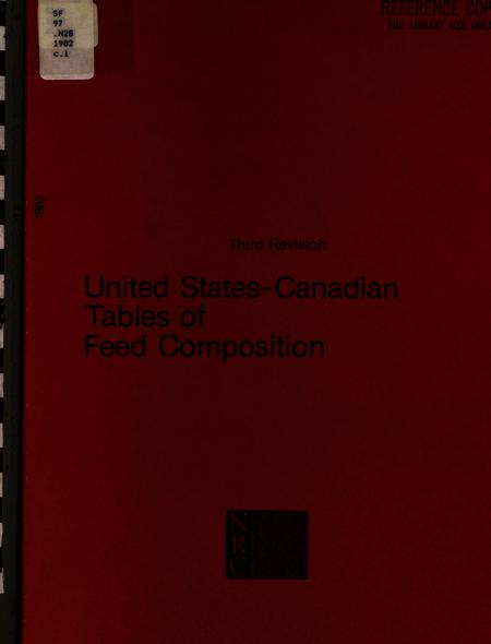 Cover: United States-Canadian Tables of Feed Composition: Nutritional Data for United States and Canadian Feeds, Third Revision