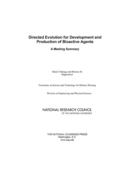 Directed Evolution for Development and Production of Bioactive Agents: A Meeting Summary