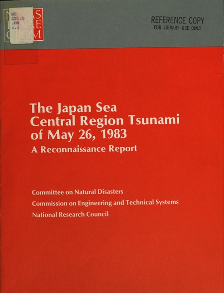 Cover: Japan Sea Central Region Tsunami of May 26, 1983: A Reconnaissance Report