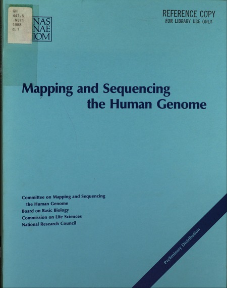 Cover: Report of the Committee on Mapping and Sequencing the Human Genome