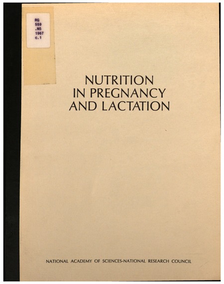 Cover: Nutrition in Pregnancy and Lactation: A Report to the Children's Bureau