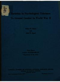 Cover Image: Variation in Psychological Tolerance to Ground Combat in World War II