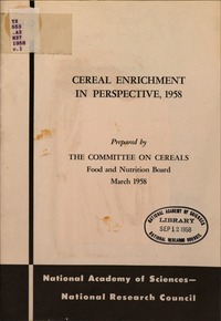 Cover Image: Cereal Enrichment in Perspective, 1958
