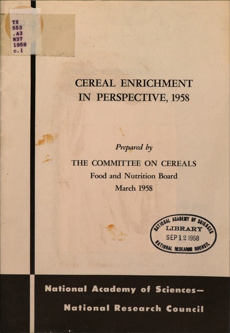 Cereal Enrichment in Perspective, 1958