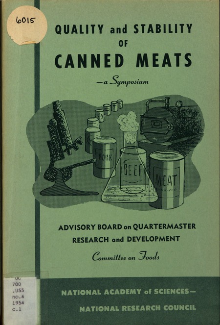Cover: Quality and Stability of Canned Meats: A Symposium Sponsored by the Quartermaster Food and Container Institute for the Armed Forces, Quartermaster Research and Development Command, U.S. Army Quartermaster Corps, Palmer House, Chicago, March 31 - April 1, 1953