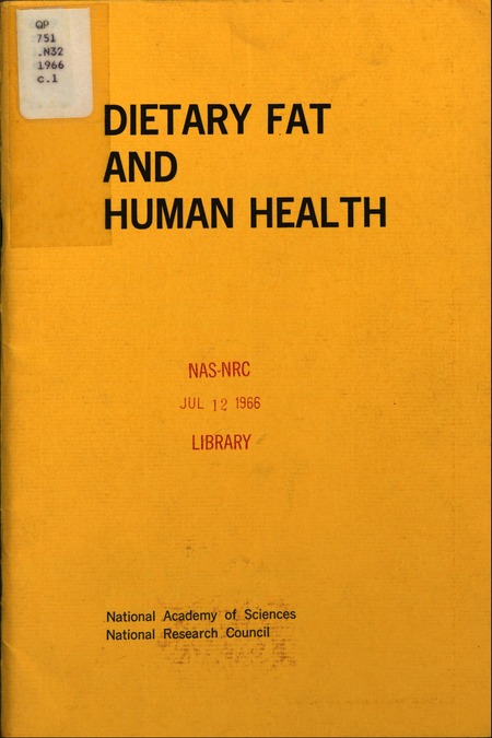 Cover: Dietary Fat and Human Health; a Report