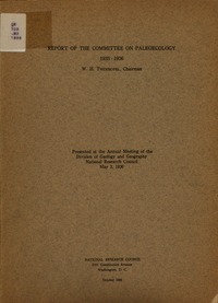 Cover Image: Report of the Committee on Paleoecology, 1935-1936: Presented at the Annual Meeting of the Division of Geology and Geography, National Research Council, May 2, 1936