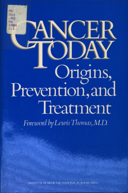 Cover: Cancer Today: Origins, Prevention, and Treatment