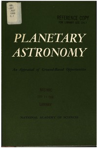 Cover Image: Planetary Astronomy; an Appraisal of Ground-Based Opportunities
