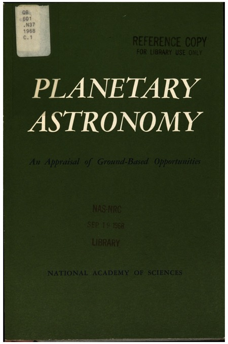 Planetary Astronomy; an Appraisal of Ground-Based Opportunities