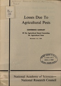 Cover Image: Losses Due to Agricultural Pests