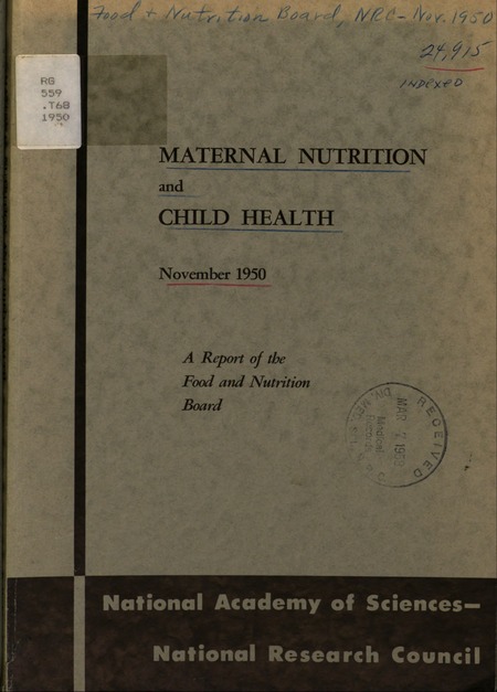 Cover: Maternal Nutrition and Child Health: An Interpretative Review