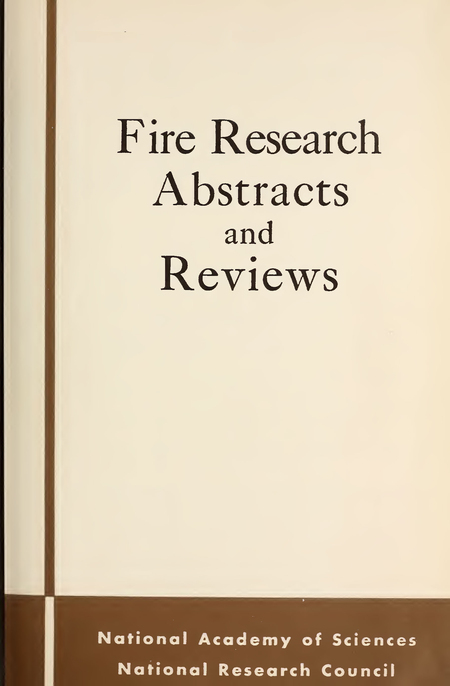 Cover: Fire Research Abstracts and Reviews, Volume 1