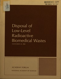 Cover Image: Disposal of Low-Level Radioactive Biomedical Wastes