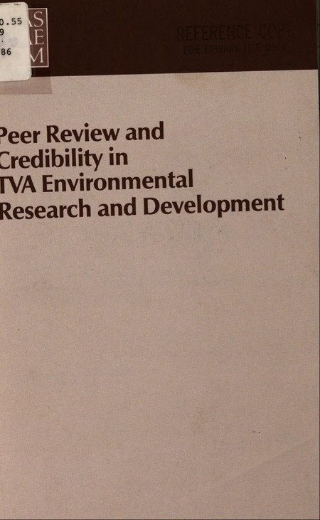 Cover: Peer Review and Credibility in TVA Environmental Research and Development
