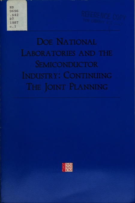 Cover: DOE National Laboratories and the Semiconductor Industry: Continuing the Joint Planning: Report on a Workshop