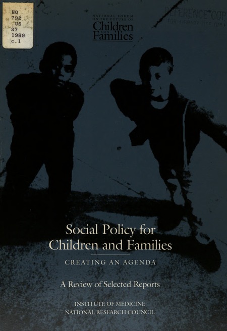 Social Policy for Children and Families: Creating an Agenda: A Review of Selected Reports