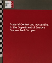 Cover Image:Material Control and Accounting in the Department of Energy's Nuclear Fuel Complex