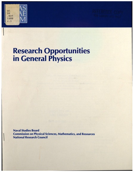 Research Opportunities in General Physics